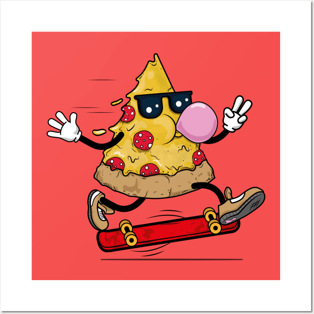 Pizza skating Wall Art by HarlinDesign